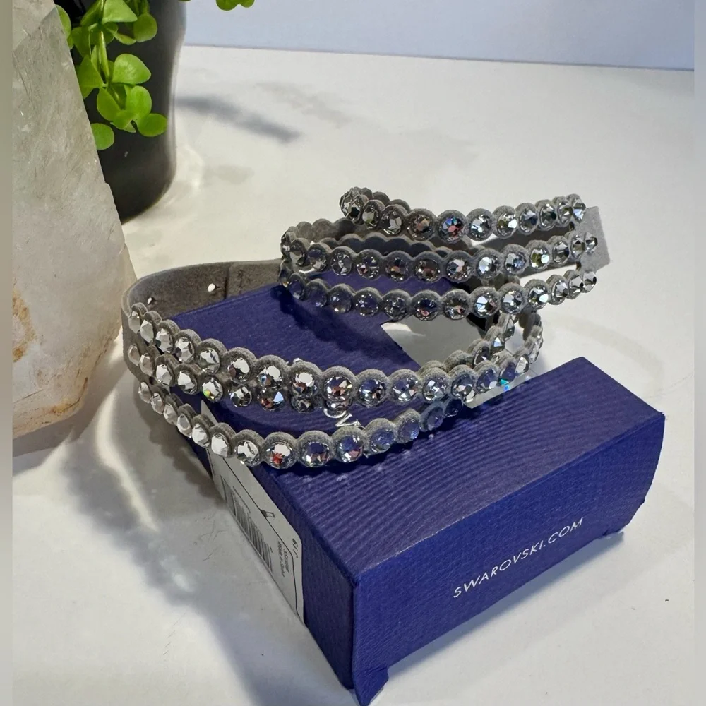 Swarovski Grey Power Slake Collection 3 Strand Crystal Bracelet NIB - Picture 2 of 13